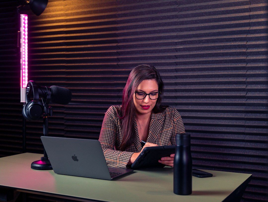 woman recording music in studio